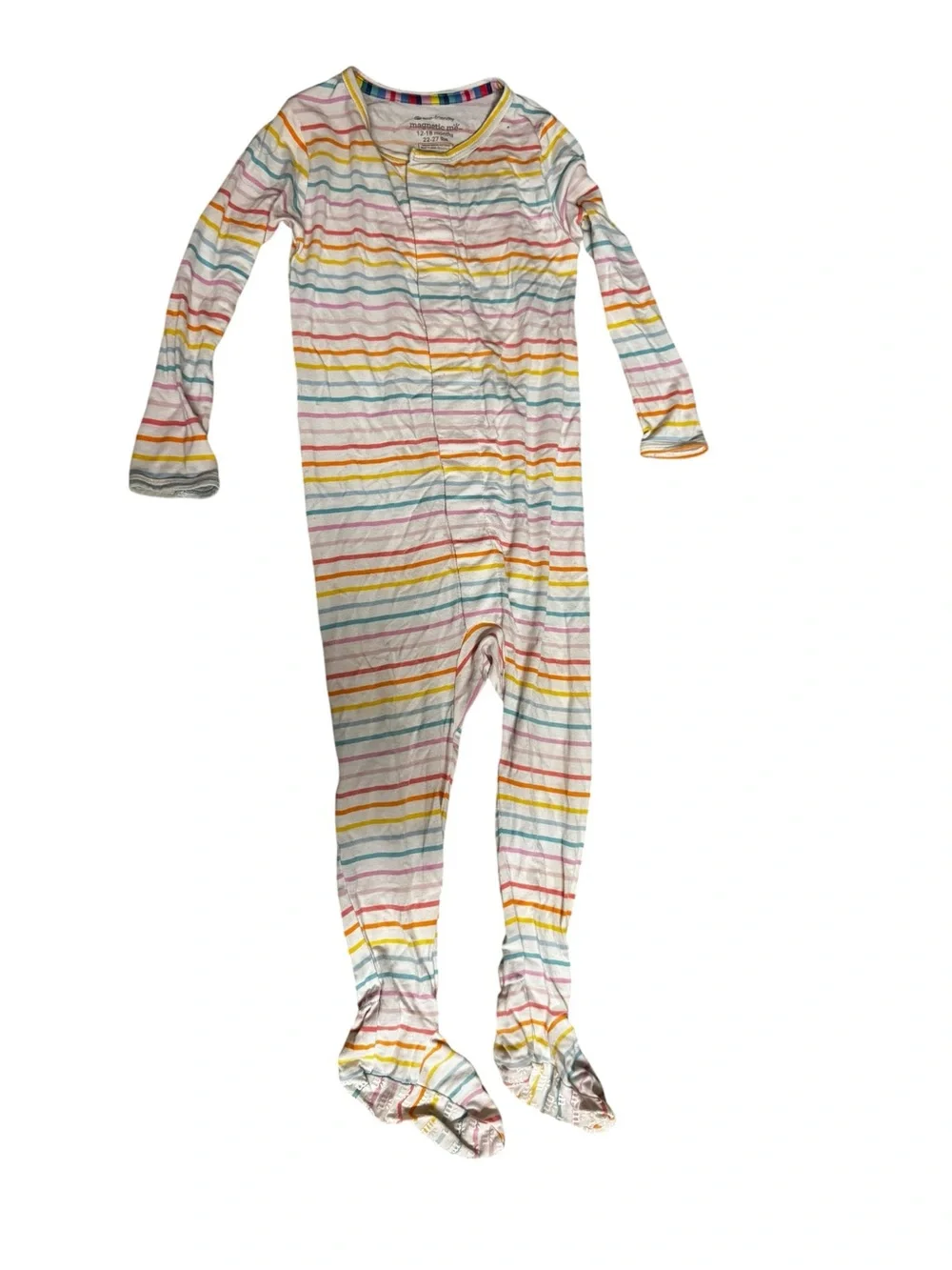 Magnetic Me White Footed Pajamas with Rainbow Stripes